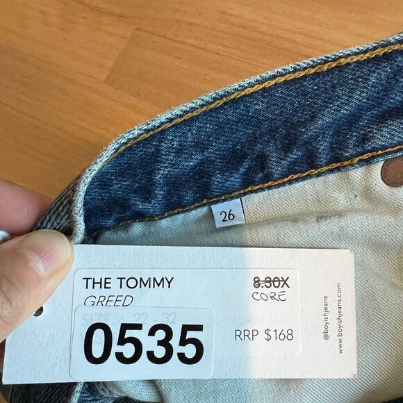 Boyish Tommy Jeans Cropped Rigid High Rise Straight Leg Sz 26 in GREED - Picture 9 of 13